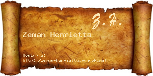 Zeman Henrietta névjegykártya